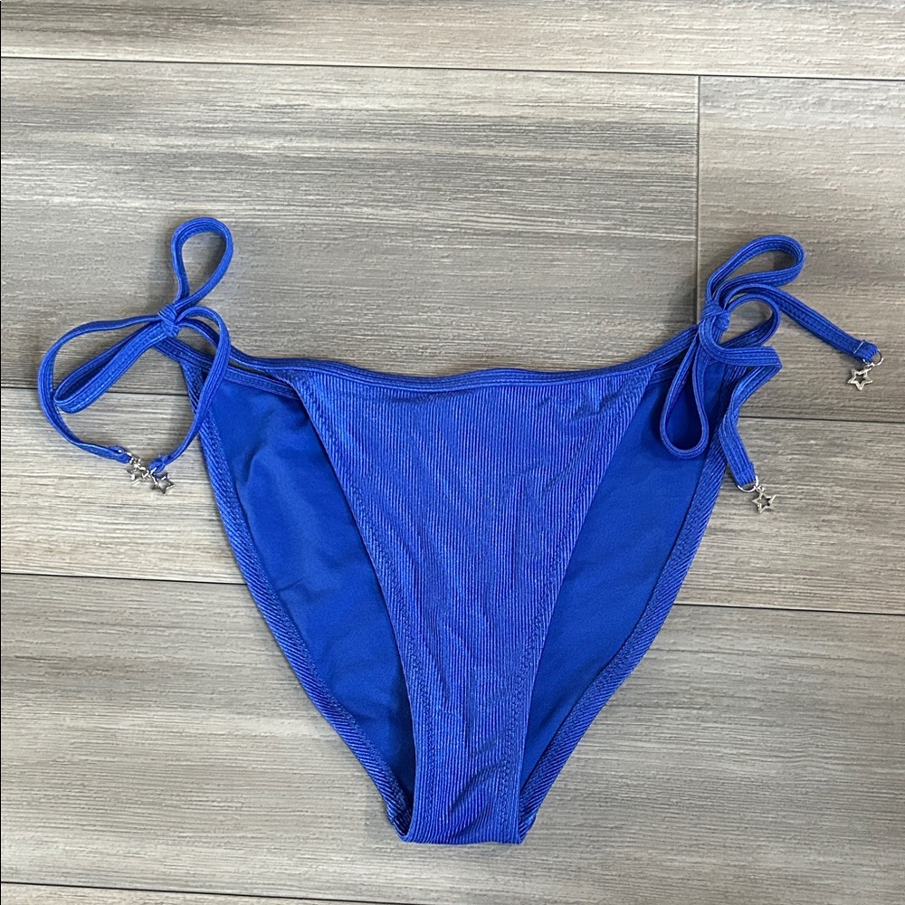 Blue bikini bottom with star tassels NWOT size S